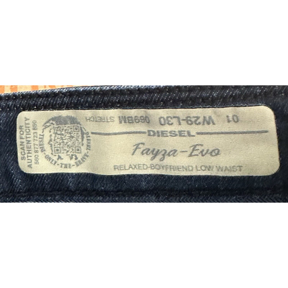 Diesel FAYZA-EVO Relaxed-Boyfriend Low Waist 084CK Blue Jeans Size W29 L30 - Picture 8 of 11